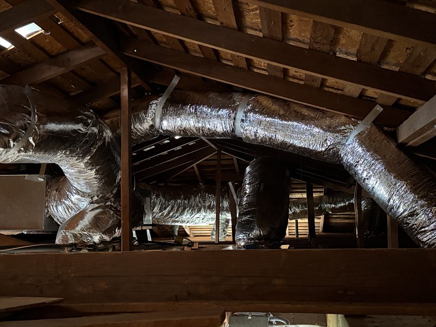 Properly installed and supported attic ductwork