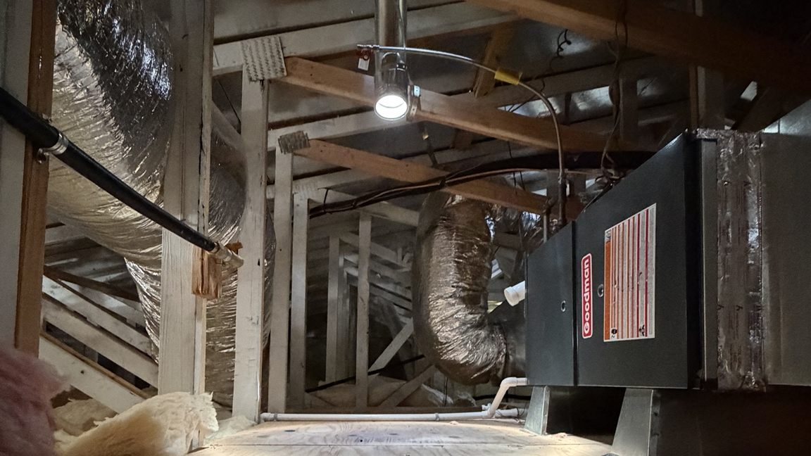 Furnace installed in an attic in Orange County