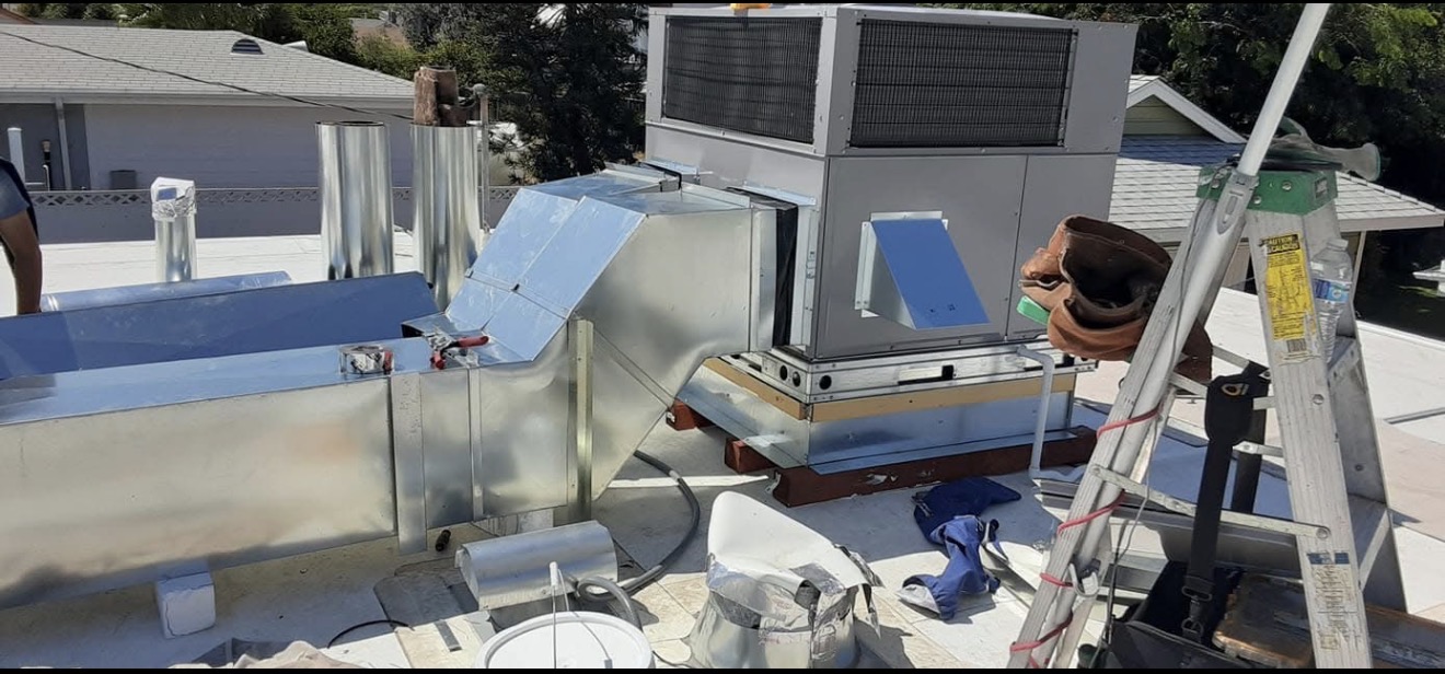 Rooftop package unit install · Orange County home
