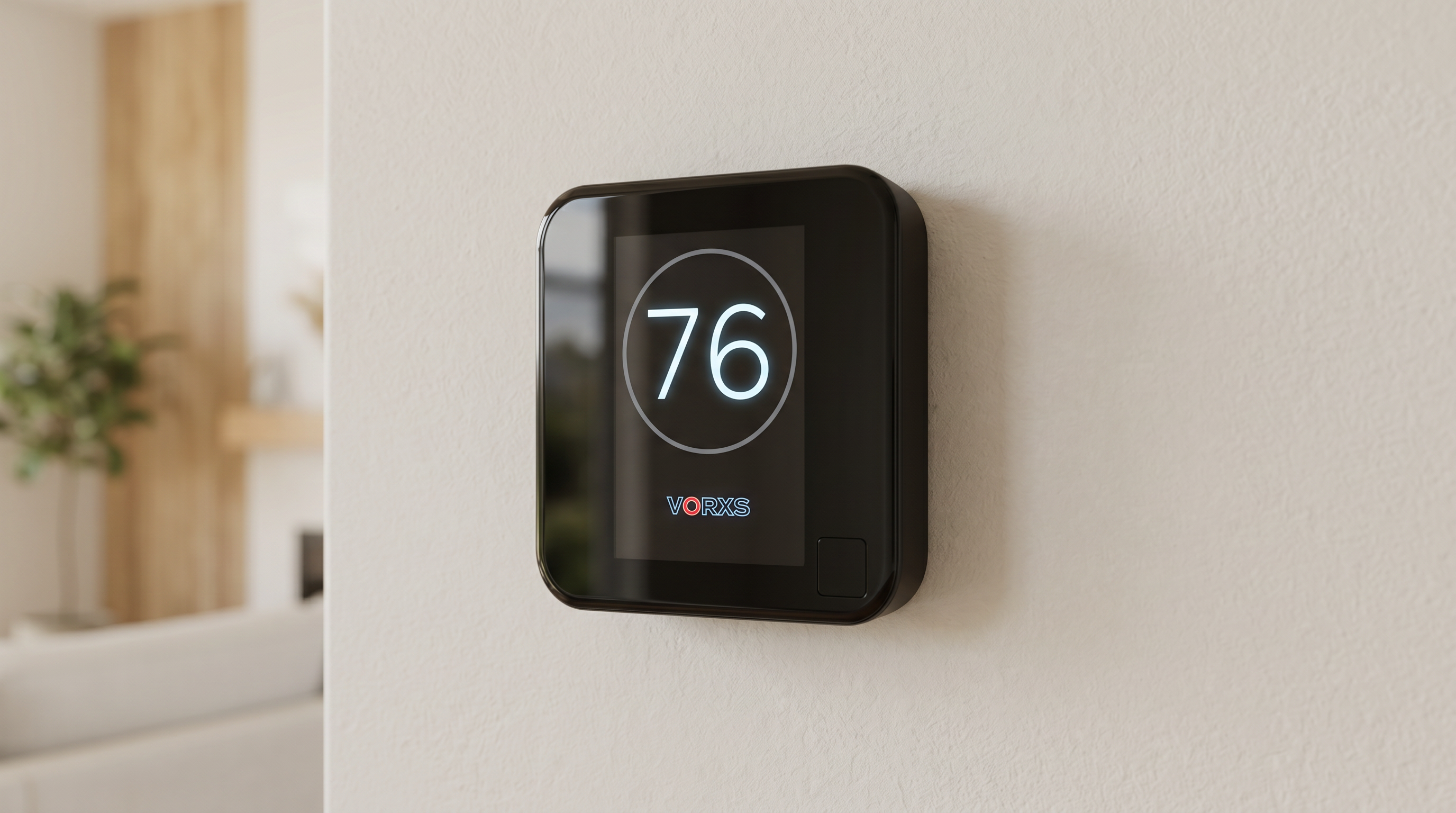 Cielo smart thermostat with VORXS logo installed in an Orange County home