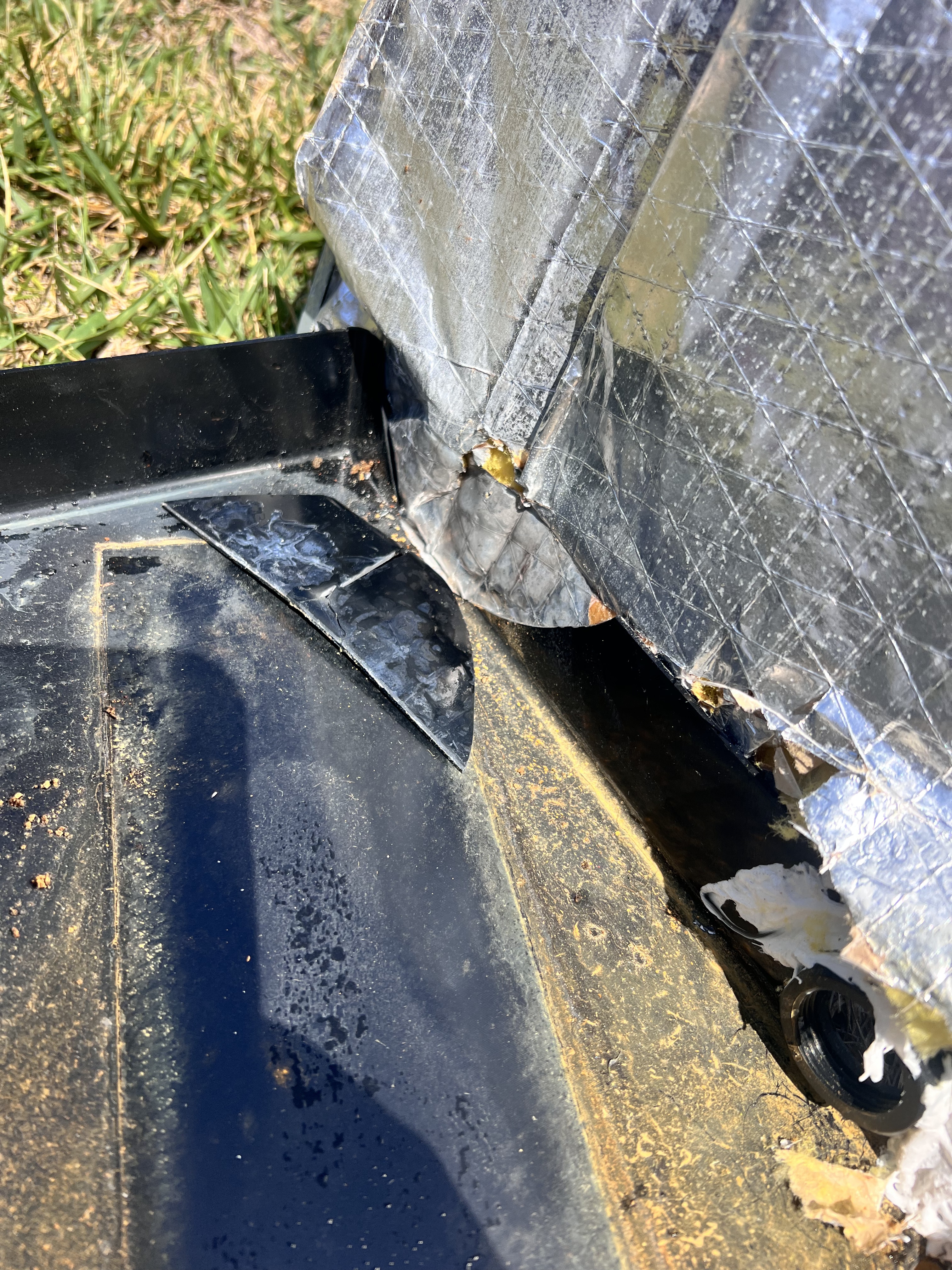 VORXS HVAC technician replacing a cracked indoor condensate drain pan — labor covered under goodwill warranty